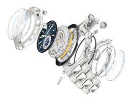 La característica caja del "Nautilus" de Patek Philippe, inspirada en la escotilla de un barco.