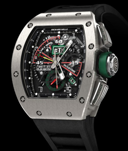 El "Automatic Flyback Chronograph RM 11-01" de RICHARD MILLE cuenta con una esfera que distingue las distintas etapas del juego.